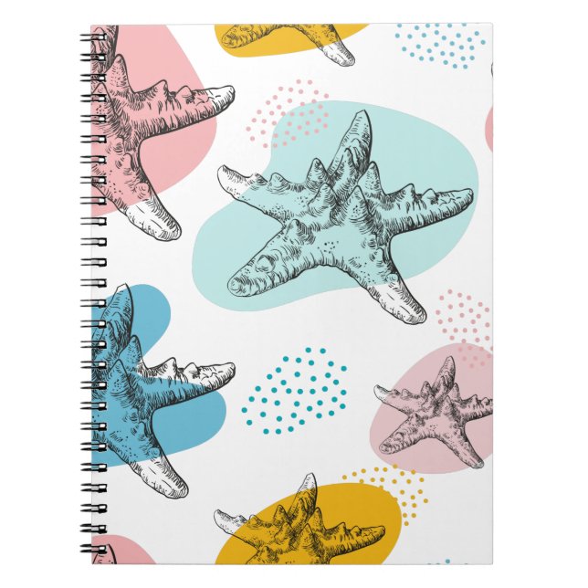 Caderno Espiral Starfish em cores da moda padrão elegante (Frente)