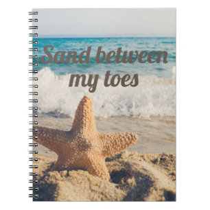 Caderno Espiral Starfish Sandy Beach Ocean Sand between Toes