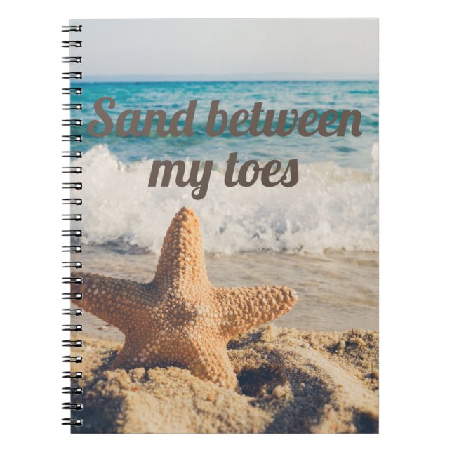 Caderno Espiral Starfish Sandy Beach Ocean Sand between Toes (Frente)