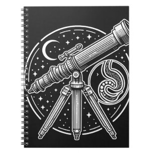 Caderno Espiral Stargazer Cósmico Vintage Telescope Art
