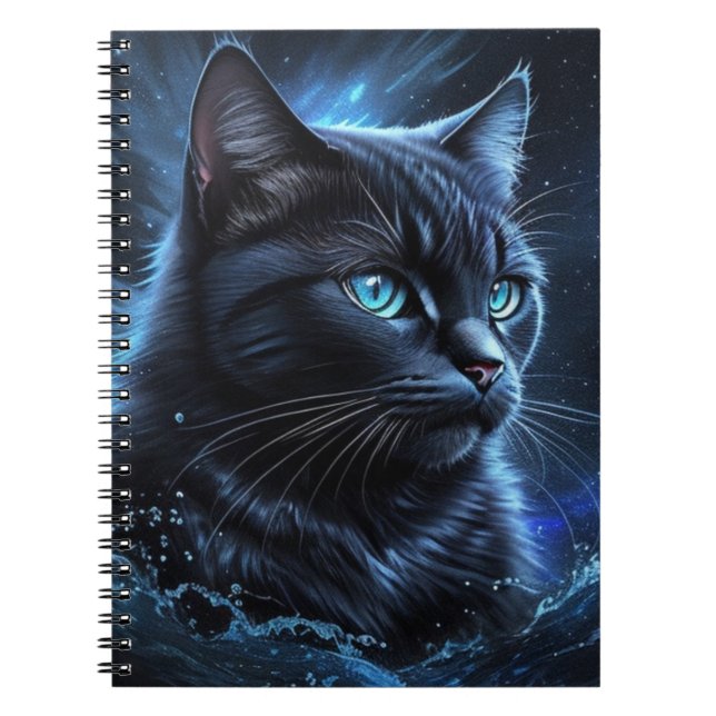 Caderno Espiral Starnight Blue Black Cat Splash Art (Frente)