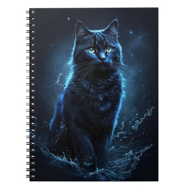 Caderno Espiral Starnight Blue Black Cat Splash Art (Frente)