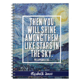 Caderno Espiral Starry Night - Notebook Bíblia Verso Personalizado