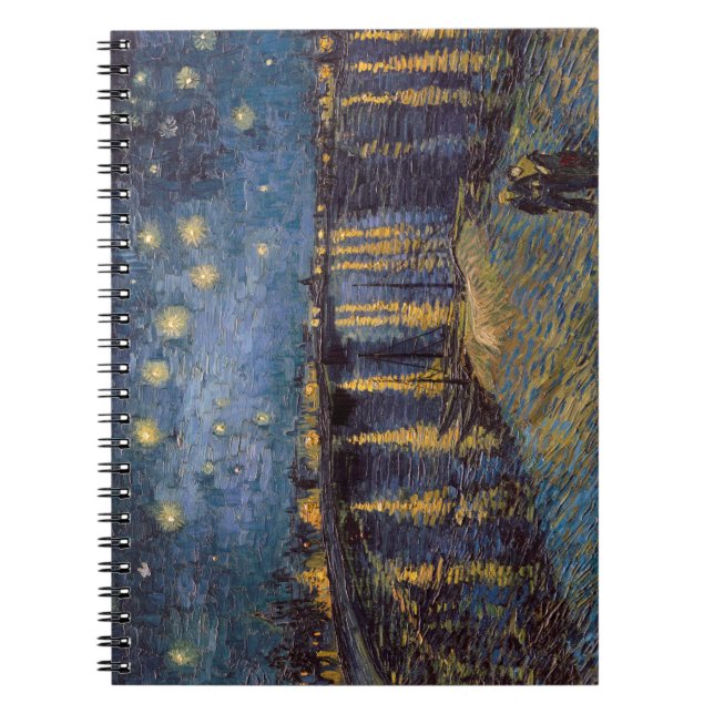 Caderno Espiral Starry Night Over Rhone River por Vincent Van Gogh (Frente)