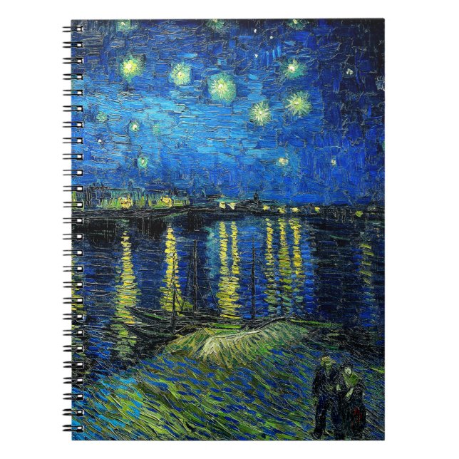 Caderno Espiral Starry Night Over the Rhone por Vincent Van Gogh (Frente)