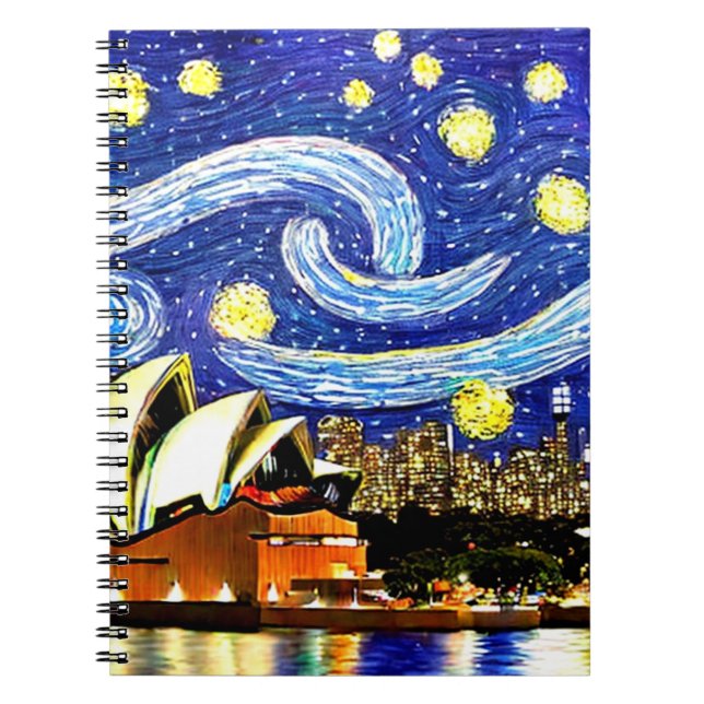 Caderno Espiral Starry Night Sydney Austrália - Ópera (Frente)