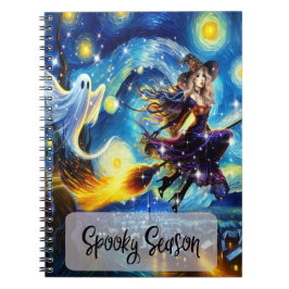 Caderno Espiral Starry Night Witchy Halloween Design