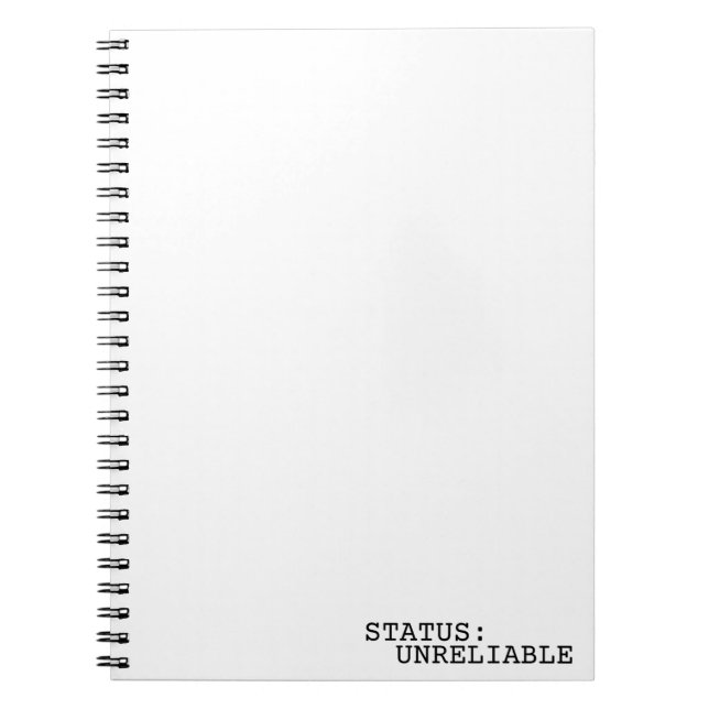 Caderno Espiral Status Unreliable Minimalist Typographic Spiral  (Frente)