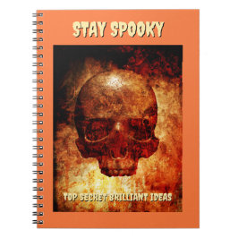 Caderno Espiral Stay Spooky. Top Secret Ideas. 3D human skull.