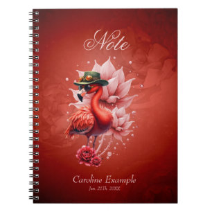 Caderno Espiral Steampunk Flamingo - Trabalho de arte Digital Fant