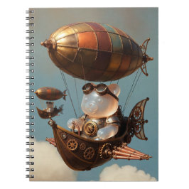 Caderno Espiral Steampunk Gummy Bear Pilot in Fantasy Airship