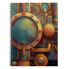 Caderno Espiral Steampunk Industrial Geometry Art