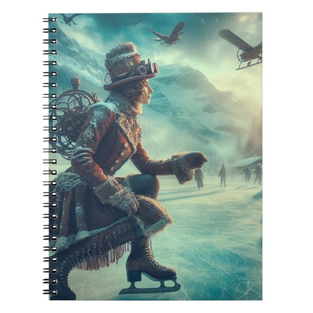 Caderno Espiral Steampunk Victorian Fantasy Winter Messenger (Frente)