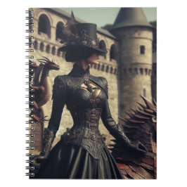 Caderno Espiral Steampunk Victorian Industrial Lady Dragon Rider