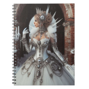 Caderno Espiral Steampunk Victorian Industrial Winter Ice Queen