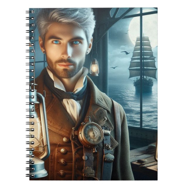 Caderno Espiral Steampunk Vintage Guardião Vitoriano (Frente)