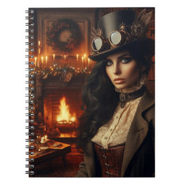 Caderno Espiral Steampunk Vintage Victorian Lady Christmas