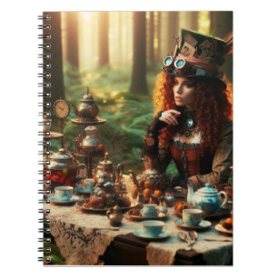 Caderno Espiral Steampunk Vintage Victorian Lady Mad Hatter