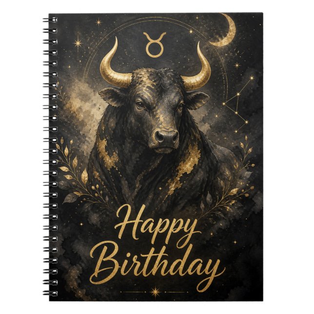 Caderno Espiral Stier Happy Birthday Sternzeichen Design (Frente)