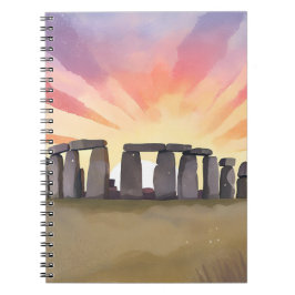 Caderno Espiral Stonehenge | Wiltshire Inglaterra Aquarela Históri