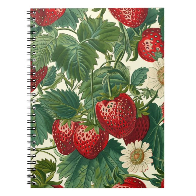 Caderno Espiral Strawberry Fruit Pattern  (Frente)