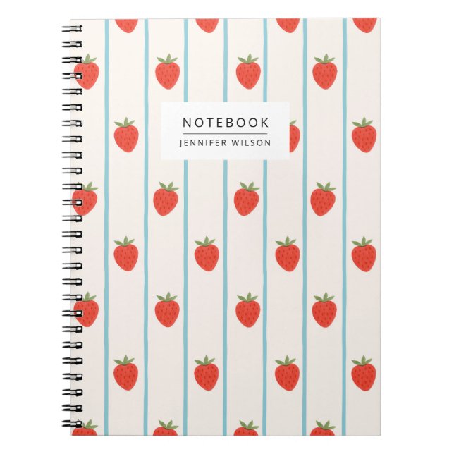 Caderno Espiral Strawberry Striped Pattern Notebook (Frente)