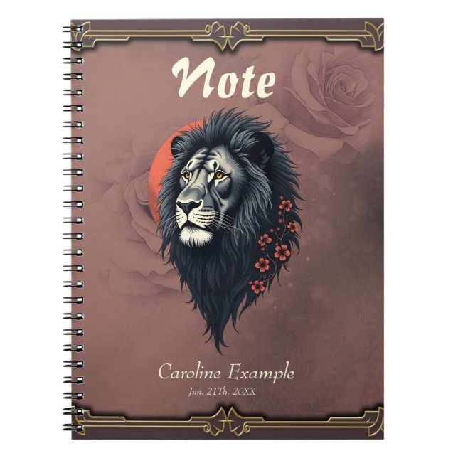 Caderno Espiral Strength and delicacy united, a black lion (Frente)