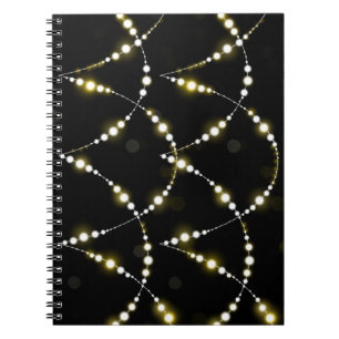 Caderno Espiral String de luzes brilhantes em preto