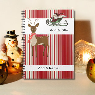 Caderno Espiral Stripe・Papais noeis-Reindeer・Personalizado