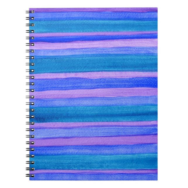 Caderno Espiral Stripes Pintadas: Teal, Azul, Violeta (Frente)