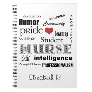 Caderno Espiral Student Nurse-Attributes+Heart/Personalize Name