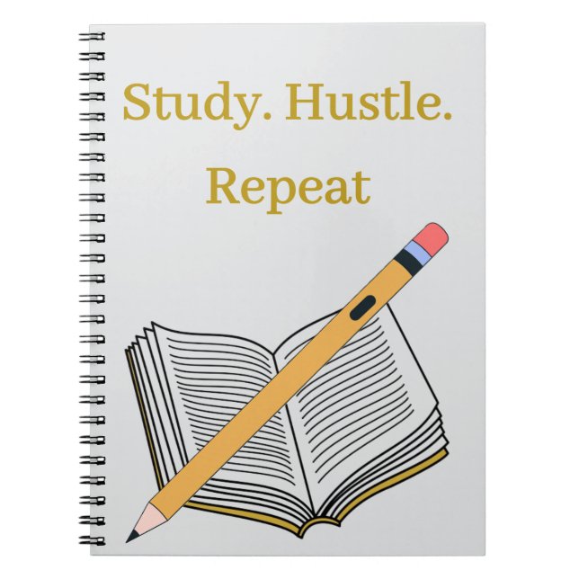 Caderno Espiral Study. Hustle. Repeat – Custom Spiral Notebook (Frente)