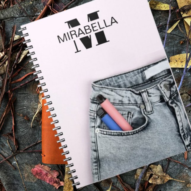 Caderno Espiral Stylish denim jeans retro beach (Criador carregado)