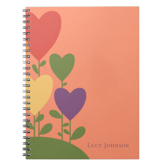 Caderno Espiral Stylish Trendy Cute Heart Simple Monogram
