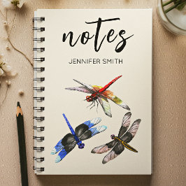 Caderno Espiral Stylish Watercolor Dragonflies Classic Spiral
