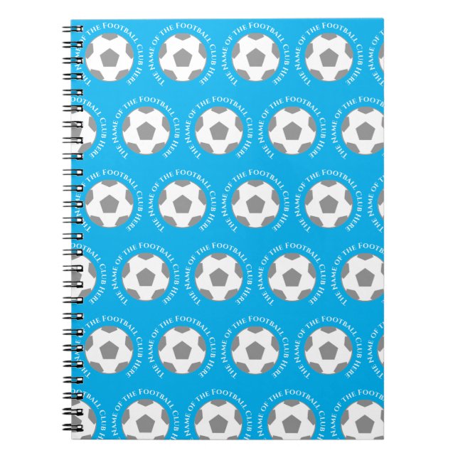 Caderno Espiral Sua Equipe de futebol no céu azul (Frente)