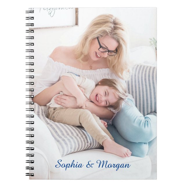 Caderno Espiral Sua Foto e Nome(s) no Script Azul (Frente)