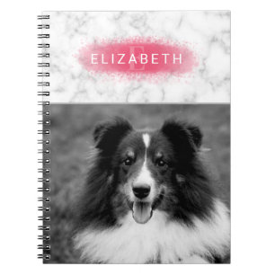 Caderno Espiral Sua Foto Personalizada & Textura de Mármore Falso