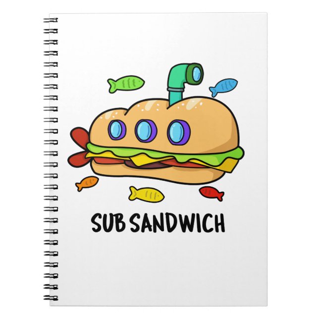 Caderno Espiral Sub Sanduíche Piada Engraçada de Comida (Frente)
