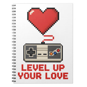 Caderno Espiral Suba de Nível Seu Amor, Design de Jogos Retro Pixe
