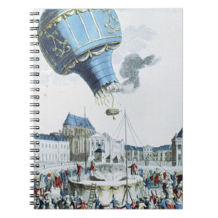 Caderno Espiral Subida do balão de ar quente dos irmãos de