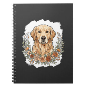 Caderno Espiral Sublimação Floral do Golden Retriever