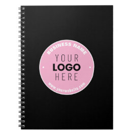 Caderno Espiral Substituição Fácil de Logo e Texto Editável | Rosa