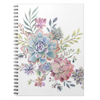 Caderno Espiral succulent da aguarela