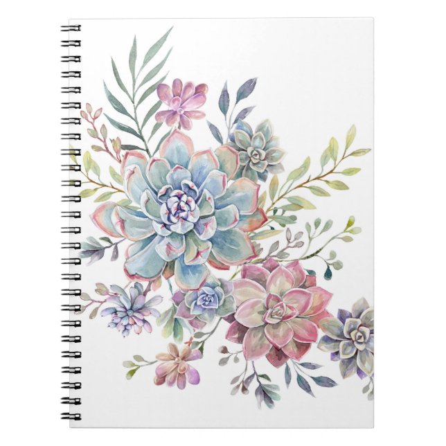 Caderno Espiral succulent da aguarela (Frente)