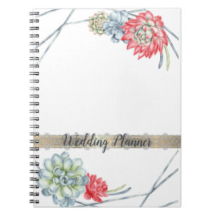 Caderno Espiral Succultos Vermelhos Desertados Por Aquarelas