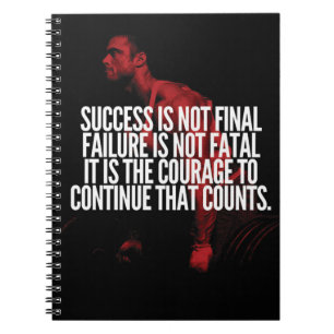 Caderno Espiral Sucesso, Fracasso e Coragem. Motivação de Workout