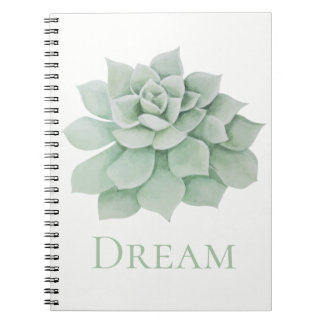 Caderno Espiral Suculento Cacto Verde Menta Floral Metas dos Sonho