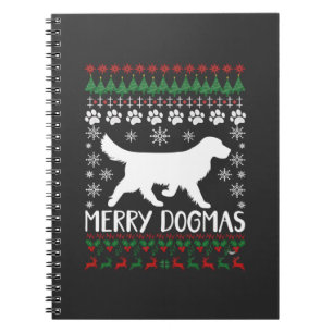 Caderno Espiral Suéter de Natal Feio de Cachorro Floco de Neve Dog