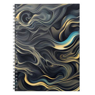 Caderno Espiral Sujidade Dourada de fumaça em preto
